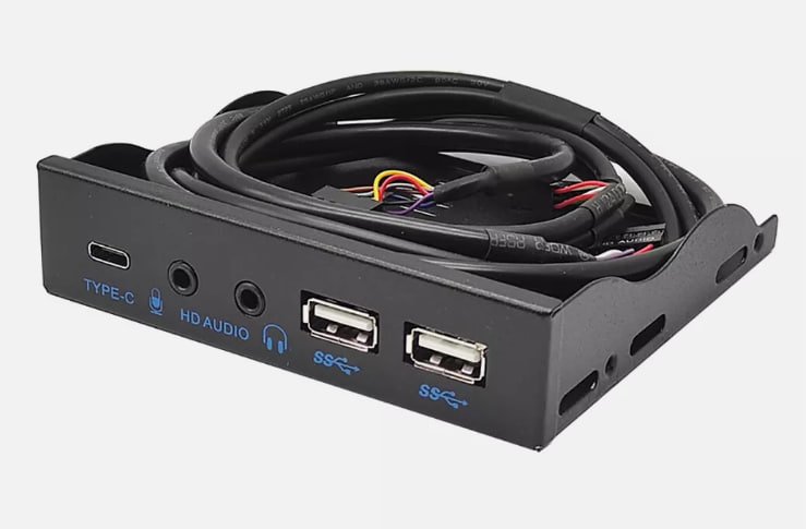 Second image of Panelowy HUB USB – 19Pin, 5-portowy, złącza USB 3.0 / USB 2.0 / USB-C