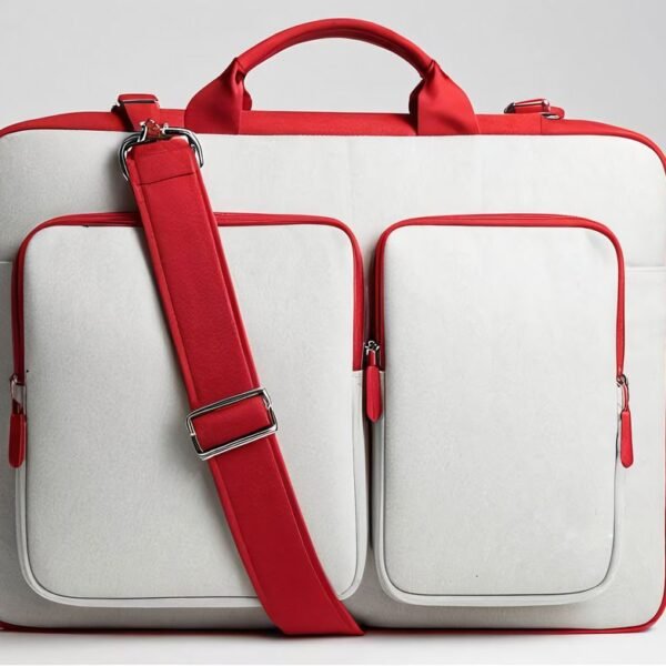 Second image of laptop bag red white